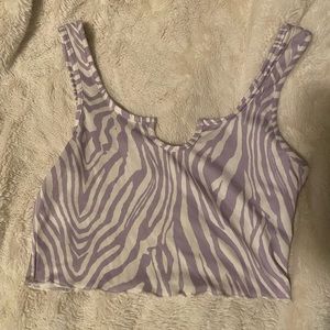 cropped purple zebra print tank